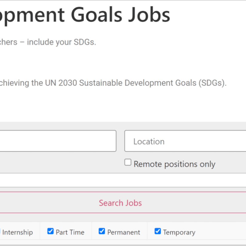 Screenshot of The Global Academy's SDGs Jobs Board
